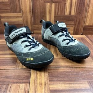 SHIMANO Men's Gray/Beige Shoes Mountain Road Cycling SH-M037 SPD Size 7.5